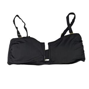 Andie Swim Cartagena Top Bikini Black V-Neck Bandeau‎